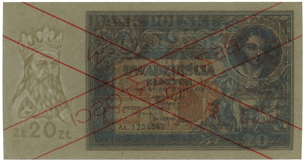 20 złotych, 20.06.1931; seria AA, numeracja 1234