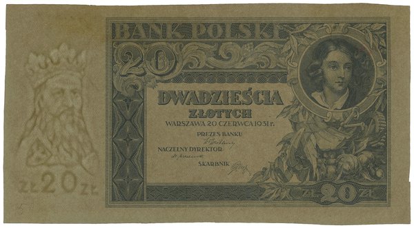 20 złotych, 20.06.1931; bez oznaczenia serii i n
