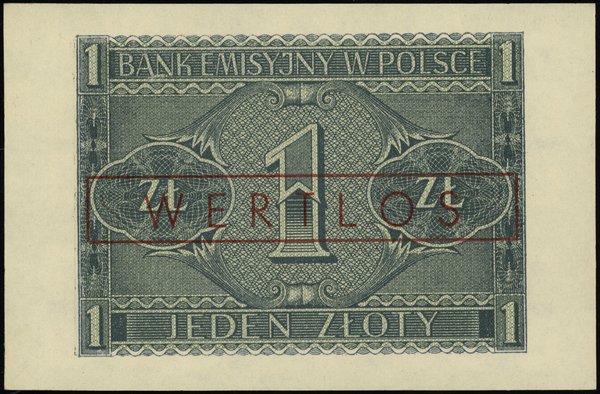 1 złoty, 1.08.1941; seria BE, numeracja 5357863,