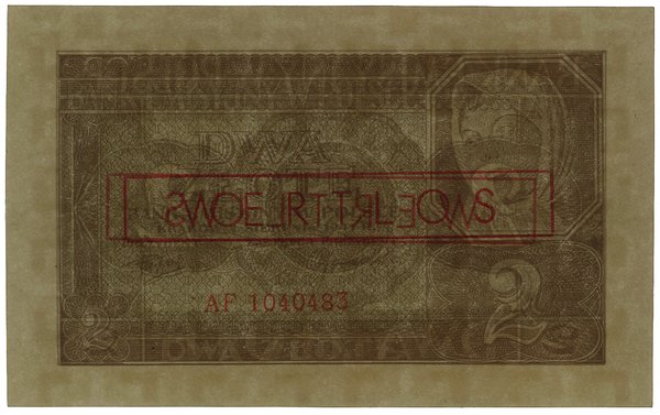 2 złote, 1.08.1941; seria AF, numeracja 1040483,