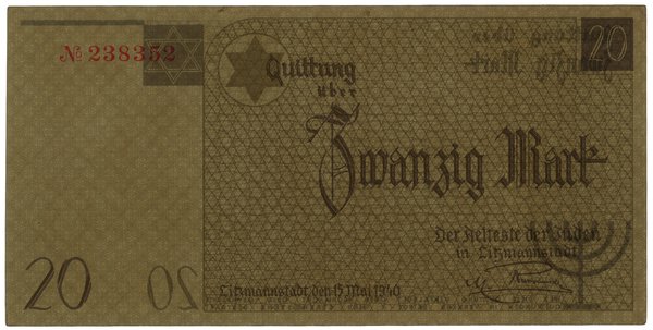 20 marek, 15.05.1940; numeracja 238352, papier b