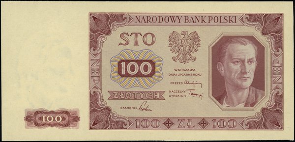 Próba kolorystyczna banknotu 100 złotych, 1.07.1948