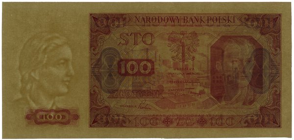 Próba kolorystyczna banknotu 100 złotych, 1.07.1948