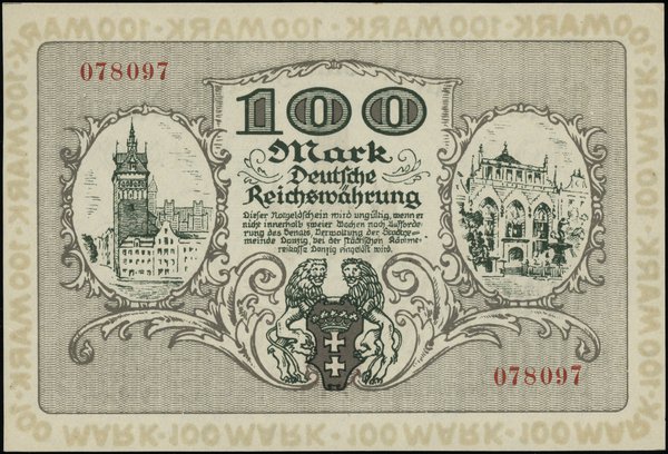 100 marek, 31.10.1922; numeracja 078097; Jabłońs