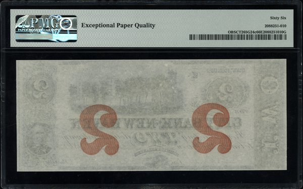 Blankiet banknotu 2 dolarów, z datą 1.07.1865, N