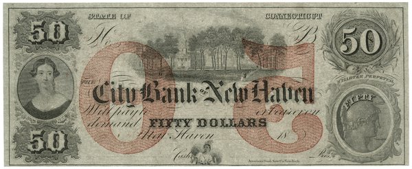 Blankiet banknotu 50 dolarów, 18... (lata 60. XIX wieku), New Haven