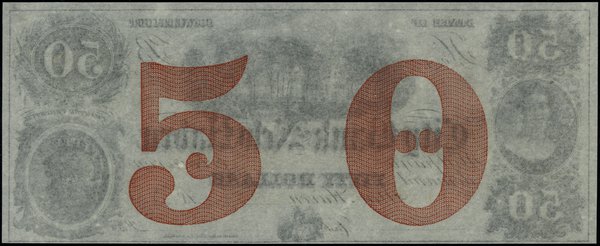 Blankiet banknotu 50 dolarów, 18... (lata 60. XIX wieku), New Haven