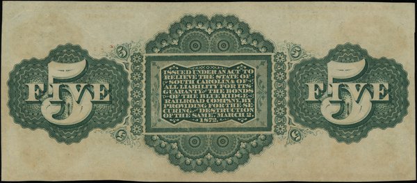 5 dolarów, 2.03.1872, South Carolina