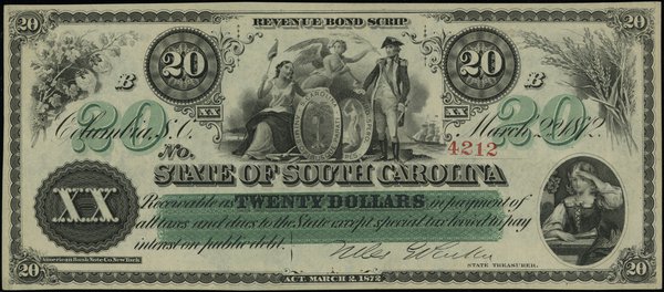 20 dolarów, 2.03.1872, South Carolina