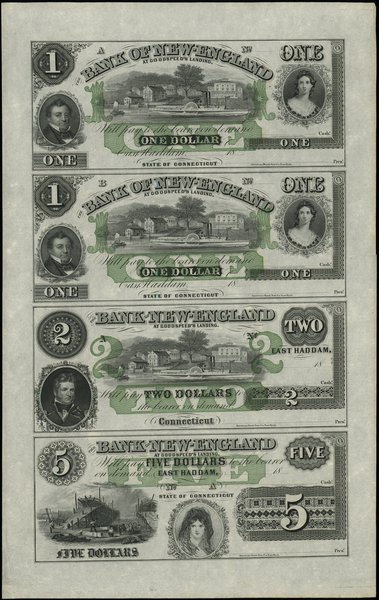 Zestaw: 1, 1, 2 i 5 dolarów, 18... (lata 60), New-England