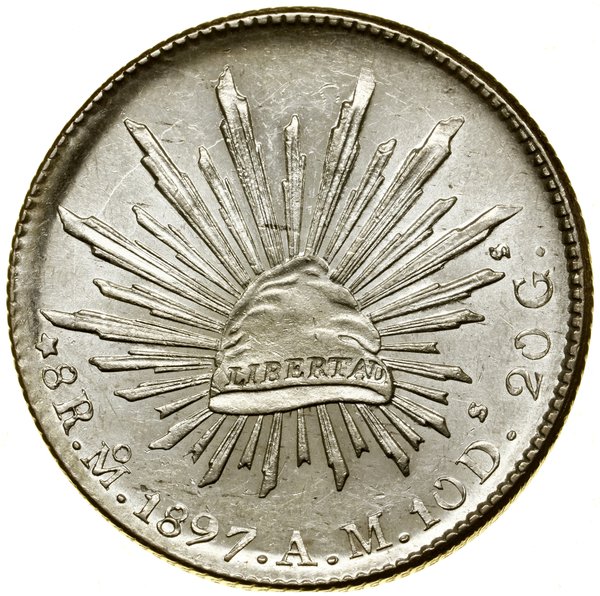 8 reali, 1897 Mo AM, Meksyk; KM 377.10; srebro, 