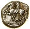 Stater, (ok. 425–400 pne); Aw: Nagi młodzieniec z batem w dłoni, siedzący na koniu (jak w siodle b..
