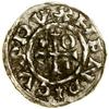 Denar, (985–995), Ratyzbona, mincerz Vald; Aw: Krzyż, w kątach kulka, pierścień, kulka i pusto,  H..