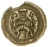 Brakteat, (po ok. 1220); Łuk, na którym półpostać biskupa w dwurożnej infule, trzymająca laskę krz..