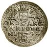 Trojak, 1597, Olkusz; nowy typ popiersia króla (korona z wąskim rondem), w legendzie awersu POLON ..