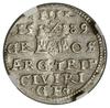 Trojak, 1589, Ryga; końcówka legendy awersu LI, znak mincerski po GE na rewersie; Iger R.89.3.c (R..