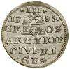 Trojak, 1589, Ryga; końcówka legendy awersu LI, znak mincerski po GE na rewersie; Iger R.89.3.c (R..