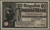 20 marek, 15.11.1918; numeracja 157092, na odwrocie stempel „Ungültig”; Jabłoński 3722,  Podczaski..
