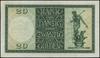20 guldenów, 1.11.1937; seria K, numeracja 050808; Jabłoński 3794, Miłczak G53a, Ros. 844a;  złama..