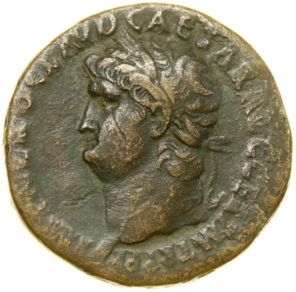 Sesterc, (66), Rzym; Aw: Głowa cesarza w wieńcu 