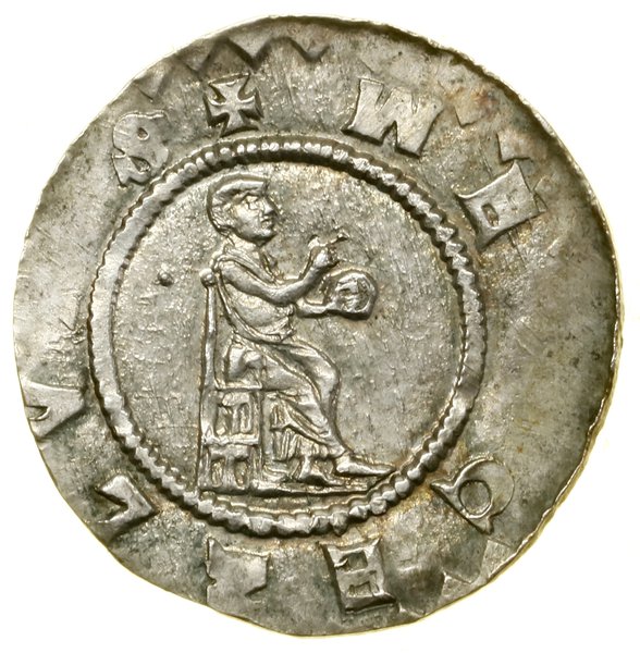 Denar, (1100–1107); Aw: Postać siedząca na wpros