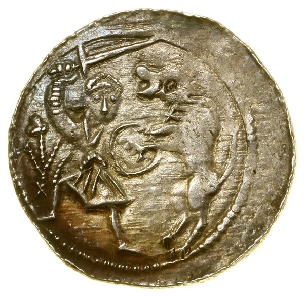 Denar, (1138–1146); Aw: Książę na tronie z miecz