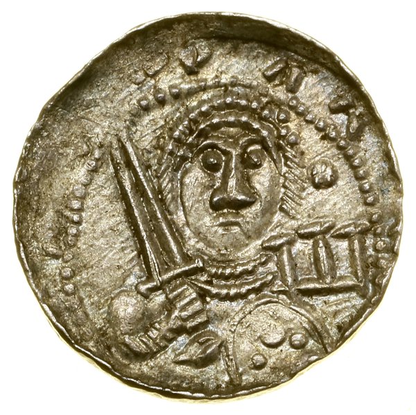 Denar, (1138–1146); Aw: Półpostać rycerza na wpr