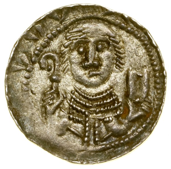 Denar, (1138–1146); Aw: Półpostać rycerza na wpr
