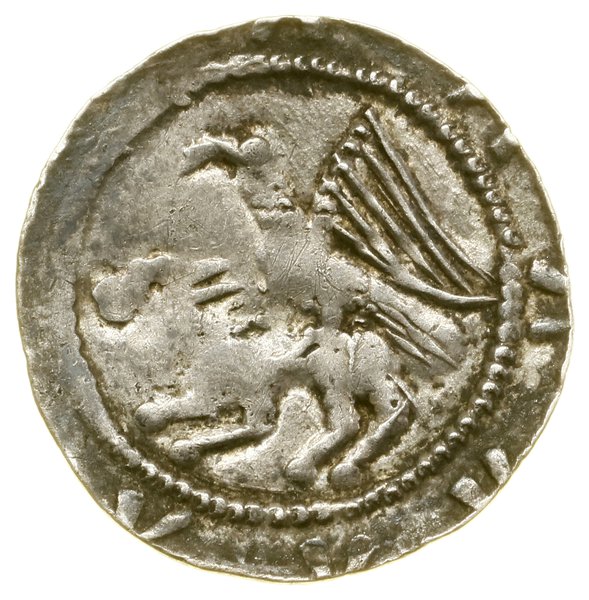 Denar, (1138–1146); Aw: Rycerz z mieczem i tarcz