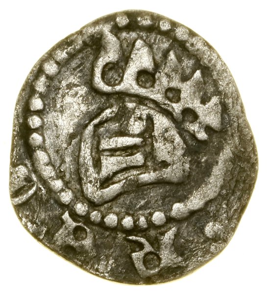Denar, (po 1320); Aw: Hełm w lewo, z pięcioma pi