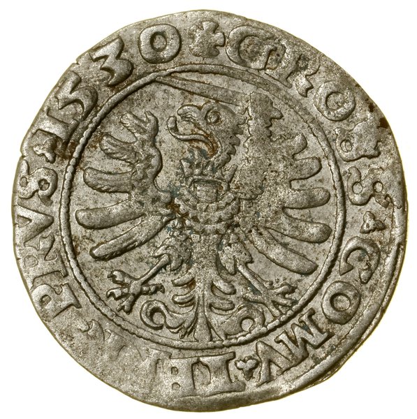 Grosz, 1530, Toruń; miecz z prawej strony głowy 