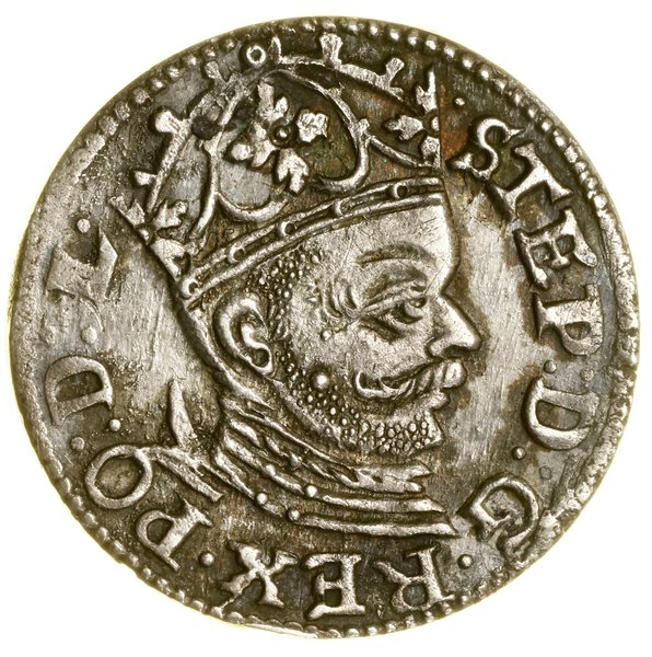 Trojak, 1585, Ryga; mała głowa króla; Iger R.85.
