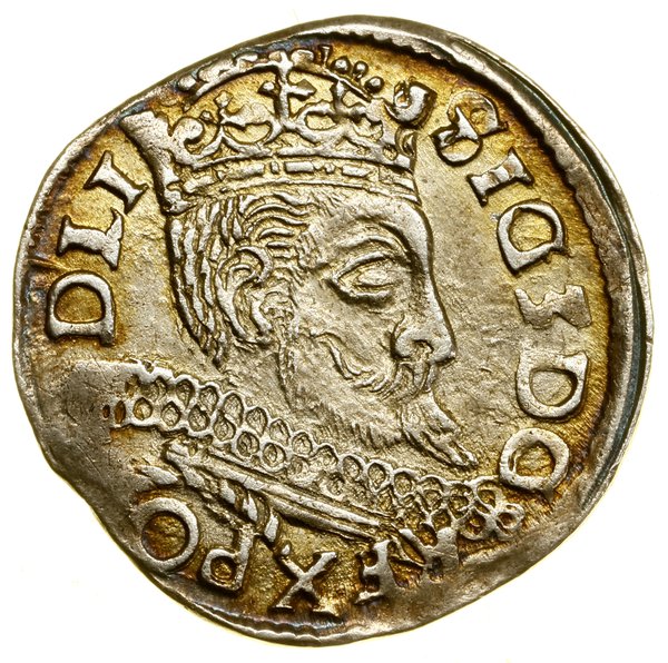 Trojak, 1597, Wschowa; wąska głowa króla, falowa