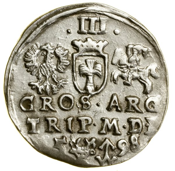 Trojak, 1598, Wilno; u dołu głowa wołu i herb Ch