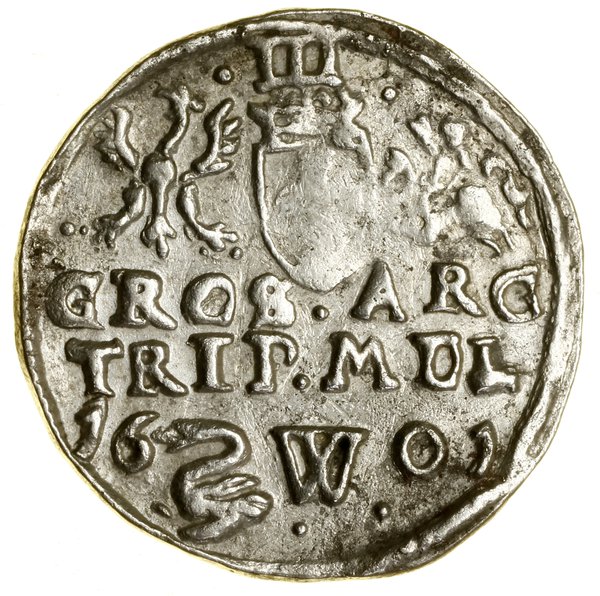 Trojak, 1601, Wilno; na rewersie data 16 - 01 ro