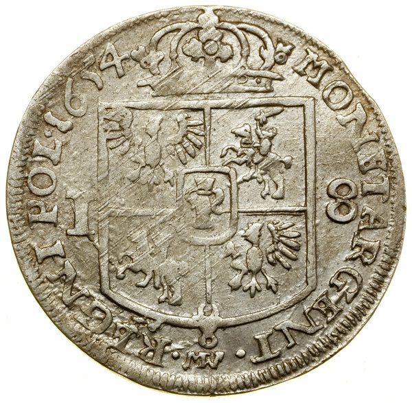 Ort, 1654, Wschowa; w legendzie awersu IOAN CASI