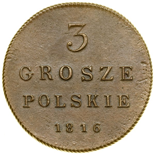 3 grosze polskie (trojak), 1816 IB, Warszawa