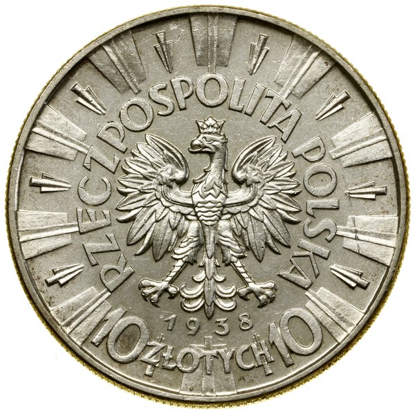 10 złotych, 1938, Warszawa; Józef Piłsudski; Kop