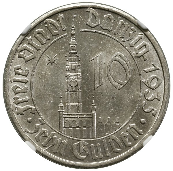 10 guldenów, 1935, Berlin; Ratusz Gdański; AKS 7