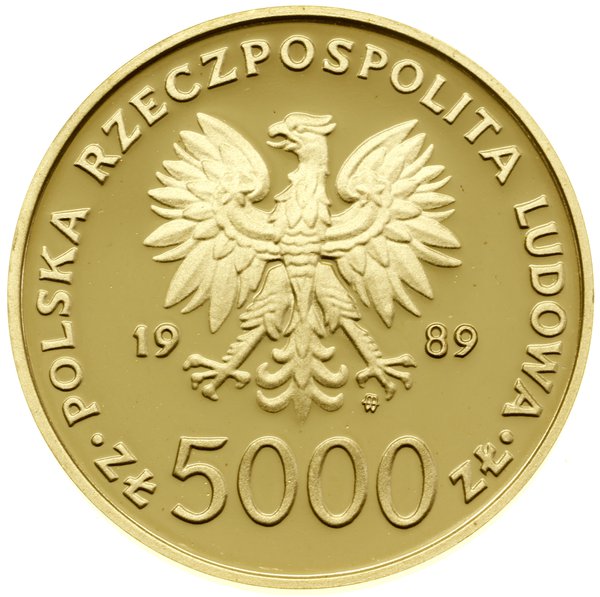 Komplet monet z Janem Pawłem II – popiersie w lewo na tle kratki: 10.000 zł, 5.000 zł, 2.000 zł i 1.000 zł, 1989,  Warszawa