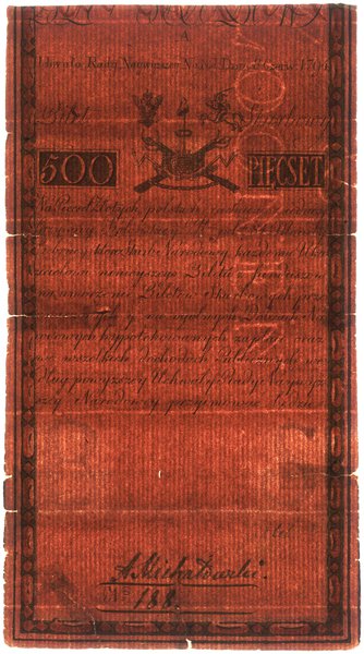 500 złotych polskich, 8.06.1794; seria A, numera