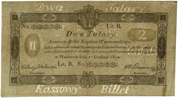 2 talary, 1.12.1810; podpis komisarza: Walenty S