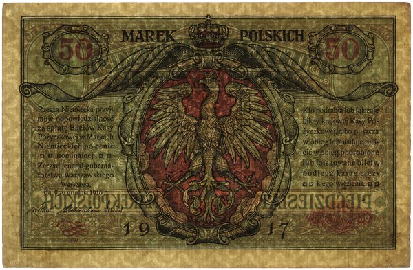 50 marek polskich, 9.12.1916; „jenerał”, seria A