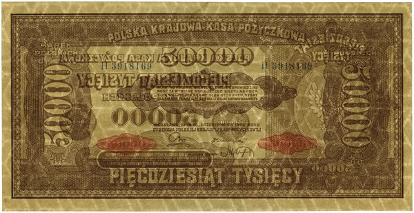 50.000 marek polskich, 10.10.1922; seria H, nume