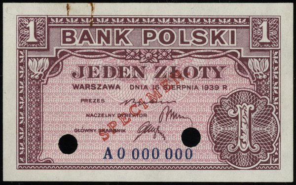 1 złoty, 15.08.1939