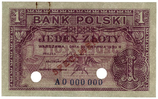 1 złoty, 15.08.1939
