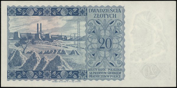 20 złotych, 15.08.1939; seria L, numeracja 96720