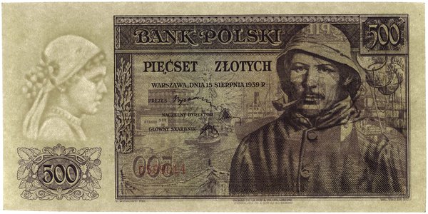 500 złotych, 15.08.1939; seria C, numeracja 5990