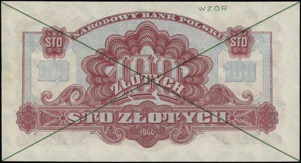100 złotych, 1944; w klauzuli OBOWIĄZKOWYM, seri