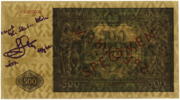 500 złotych, 15.01.1946; seria A, numeracja 0000